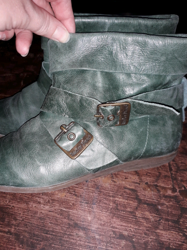 Green leather Red or Dead Ankle boots 